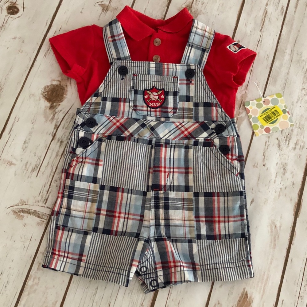 Little Me 6 Months 2 Piece MVP Overall Outfit